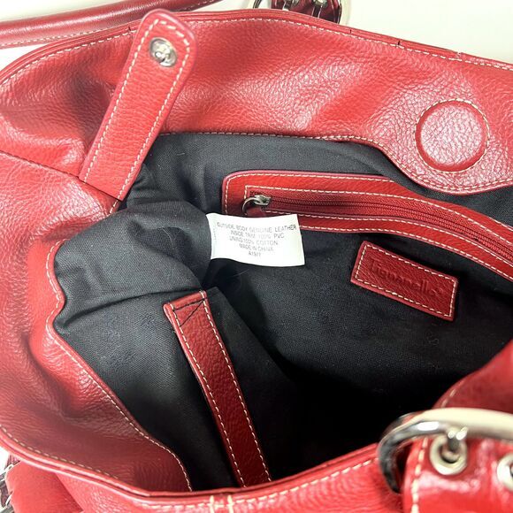 Tignanello Perfect 10 French Bag Lipstick Red Leather Double Handle Satchel‎ - Picture 6 of 11